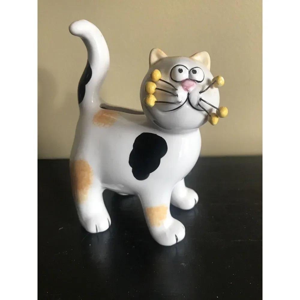 Ceramic Calico Cat Bank with Wire &‎ Ceramic Whiskers with Stopper